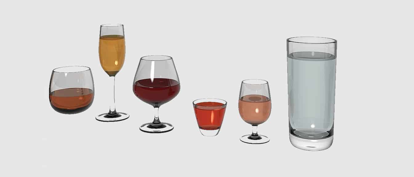 Six different types of whiskey glasses