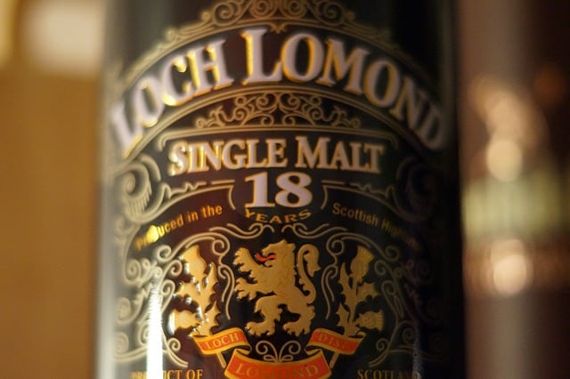 A bottle of Loch Lomond Single Malt Whisky
