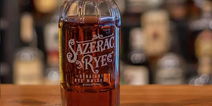 A bottle of Sazerac rye whiskey
