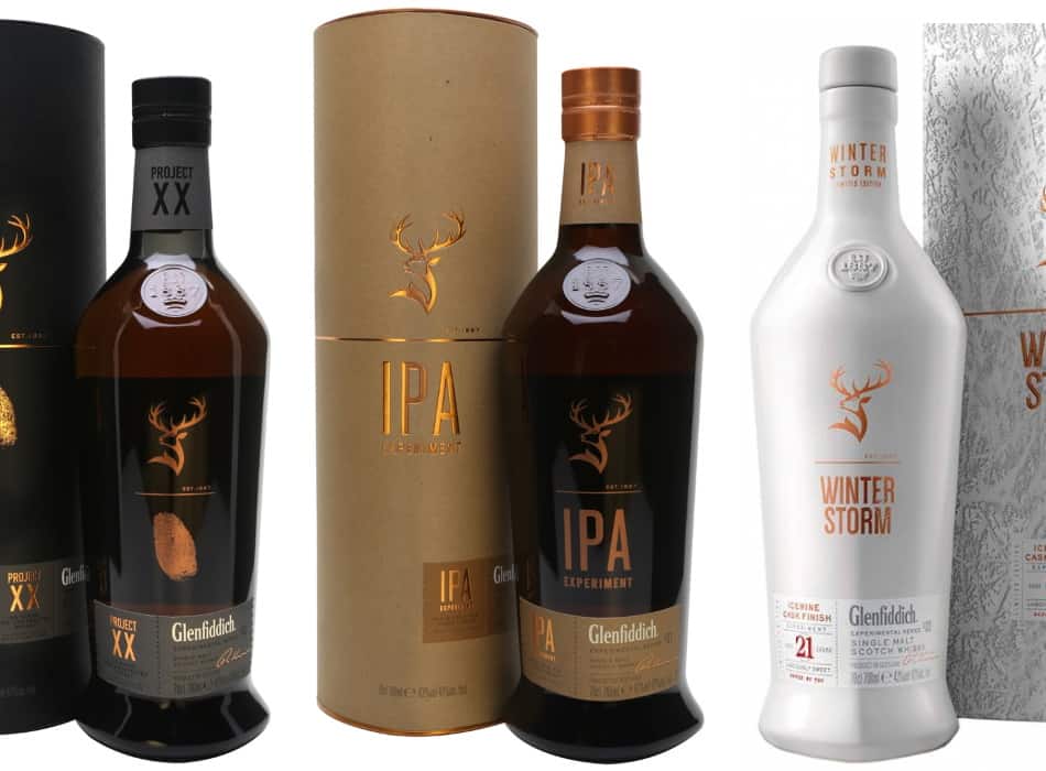 3 bottles of Glenfiddich - Project XX, IPA & Winter Storm