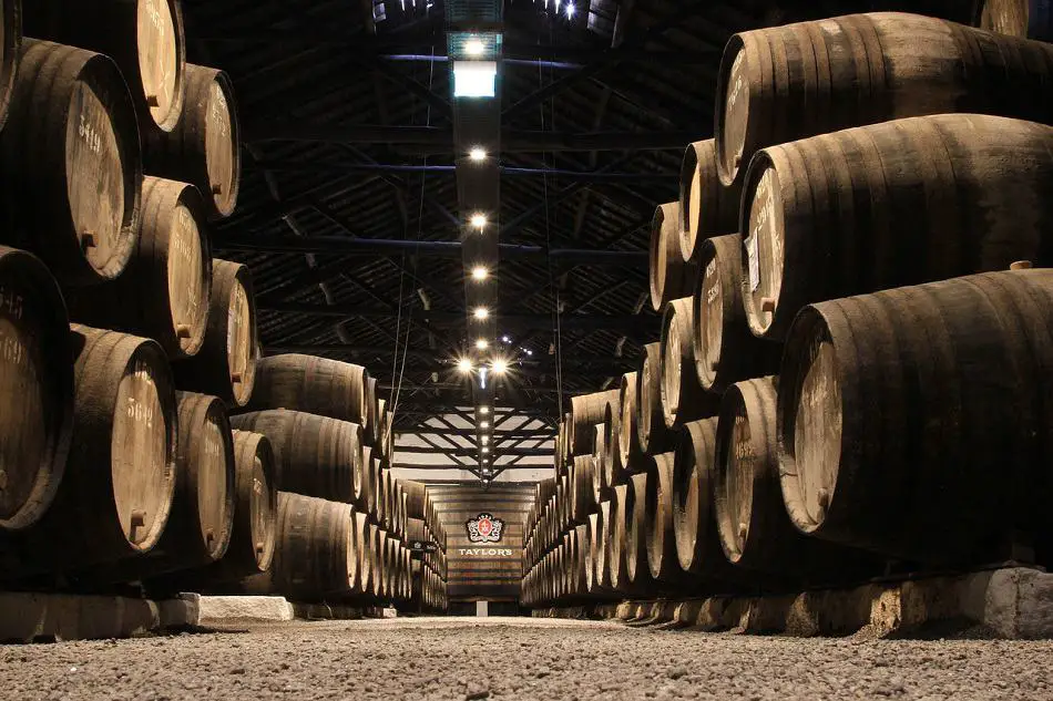 Whiskey being matured in barrels