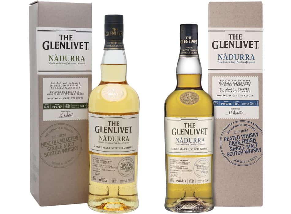 2 bottles of Glenlivet – the Nàdurra First Fill Selection & the Nàdurra Peated Whisky Cask Finish