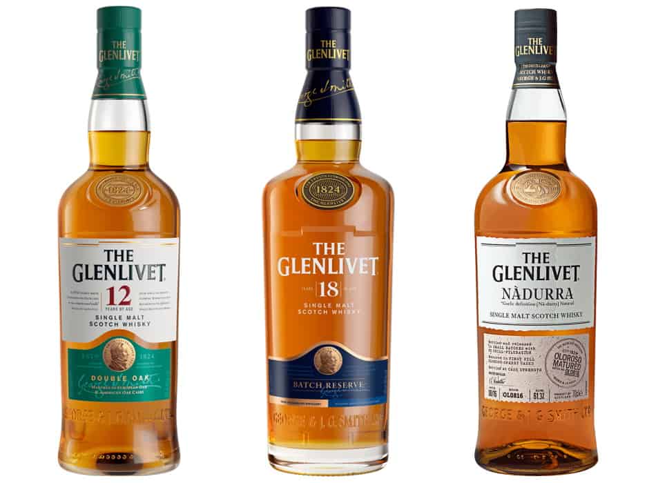 3 bottles of Glenlivet – the 12 Double Oak, the 18 Batch Reserve & the Nàdurra Oloroso