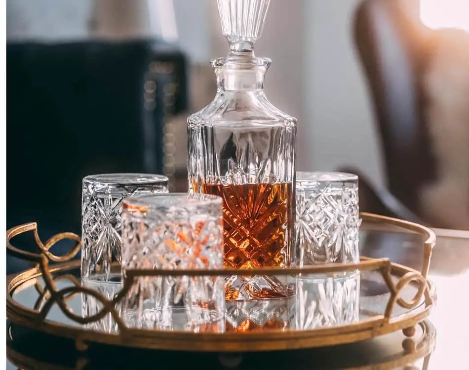 Beautiful crystal whiskey glasses and decanter
