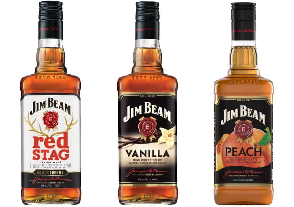 3 bottles of Jim Beam – Red Stag, Vanilla & Peach