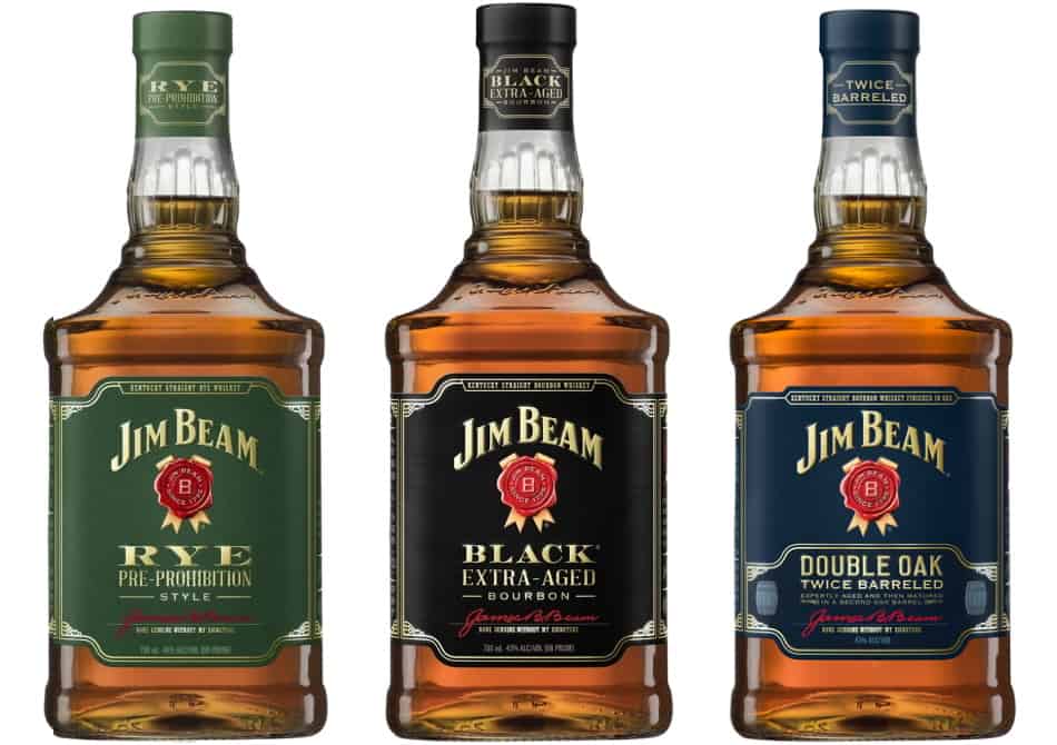 3 bottles of Jim Beam – Rye, Black Extra-Aged & Double Oak