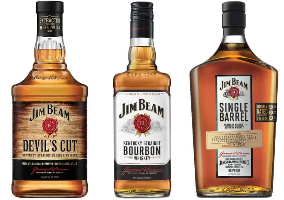 3 bottles of Jim Beam – White Label, Devil’s Cut & Single Barrel