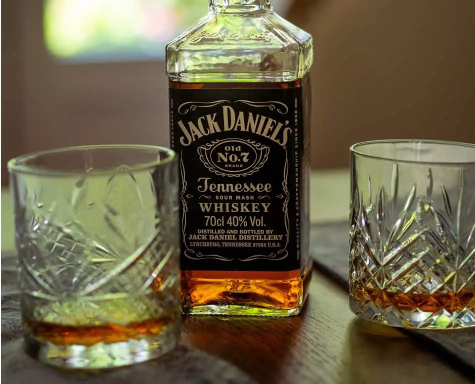 Bottle of Jack Daniel’s and two glasses of whiskey