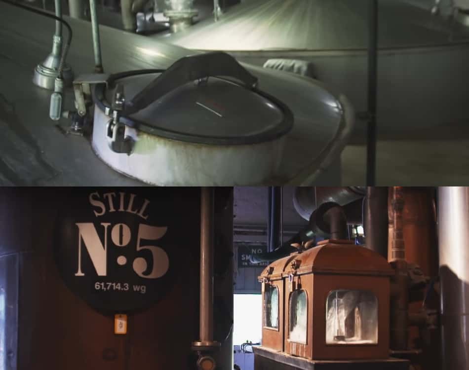 One of the fermenters and one of the stills at Jack Daniel’s distillery