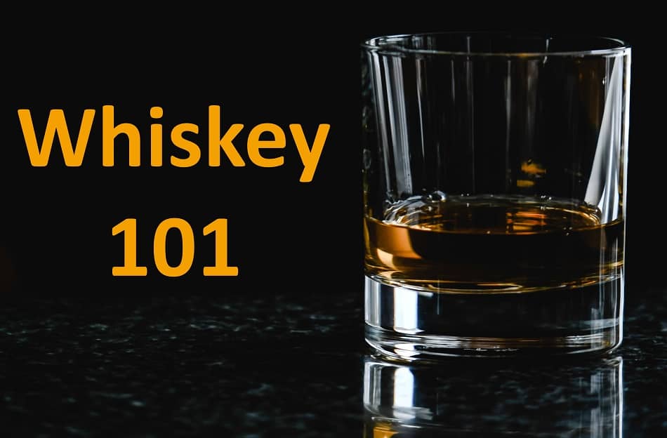 The words 'Whiskey 101' and a whiskey tumbler