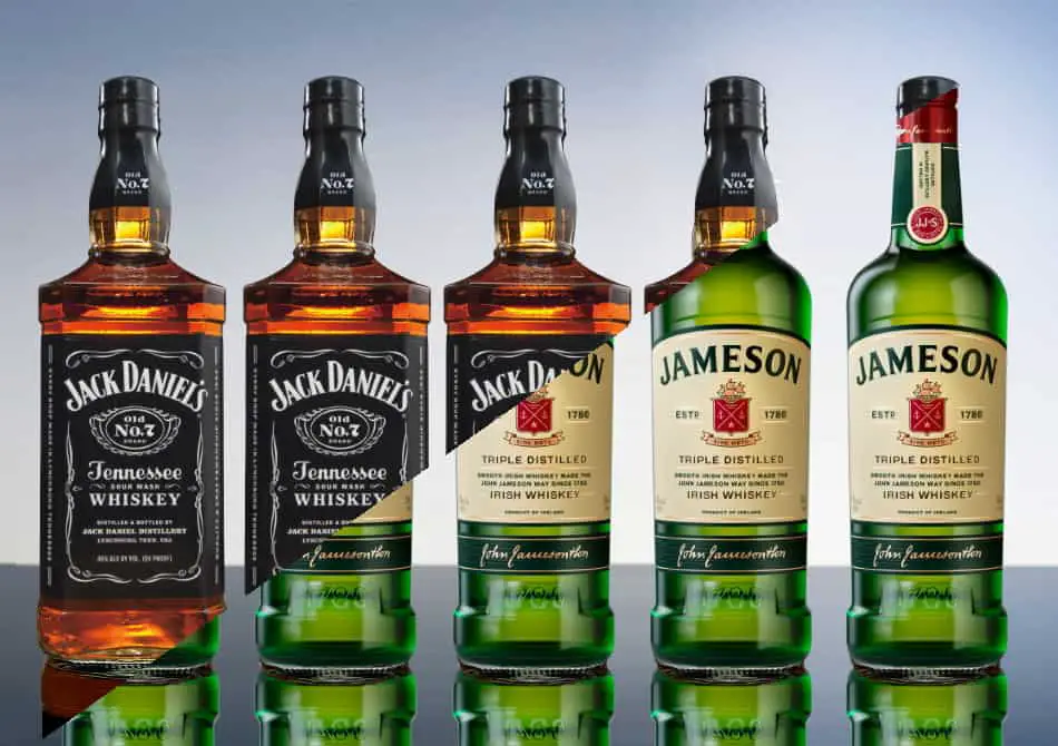 Bottles of Jack Daniel’s transforming into bottles of Jameson