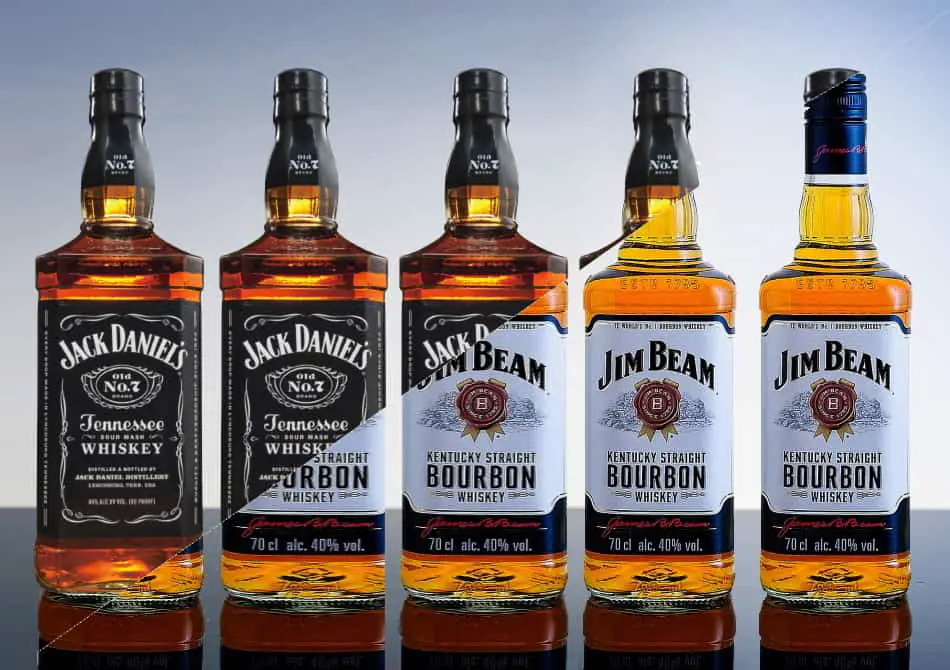 Bottles of Jack Daniel’s transforming into bottles of Jim Beam