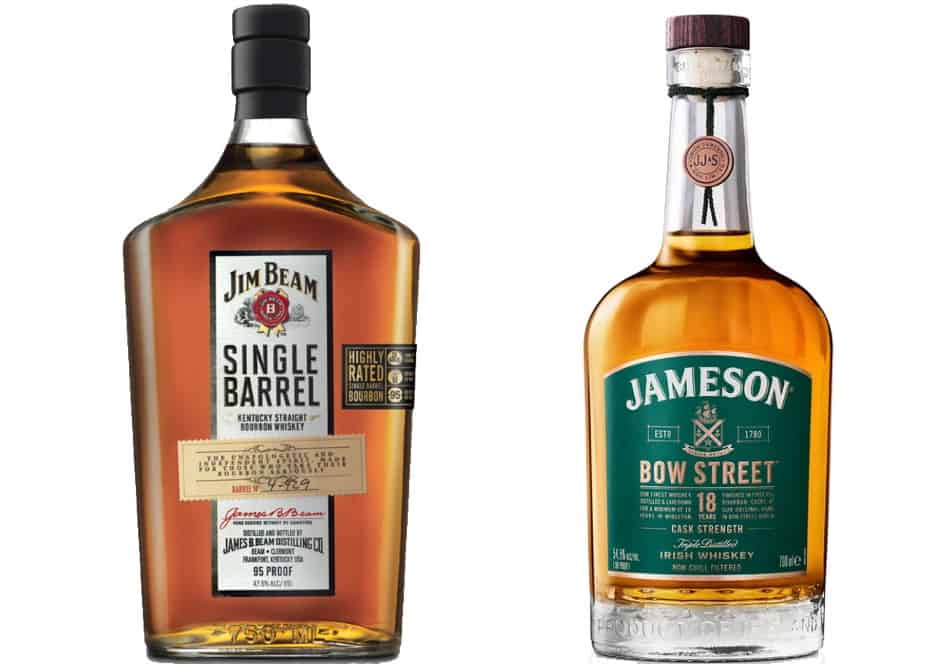 The bottles of Jim Beam and Jameson with the most complex flavors