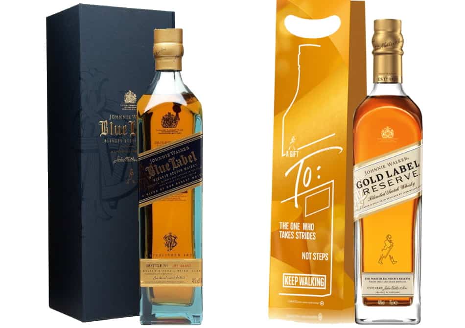 2 bottles of Johnnie Walker – Blue Label & Gold Label Reserve