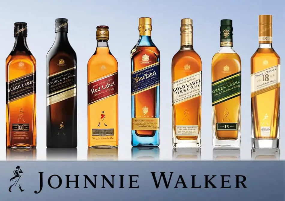 7 of the Johnny Walker Core Range of Whiskies
