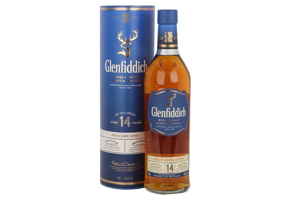 A bottle of Glenfiddich Bourbon Barrel Reserve 14 Year Old