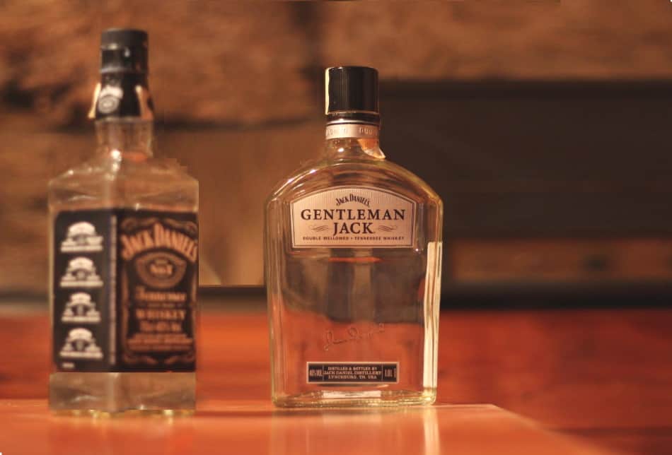 Two empty bottles of Jack Daniel’s whiskey