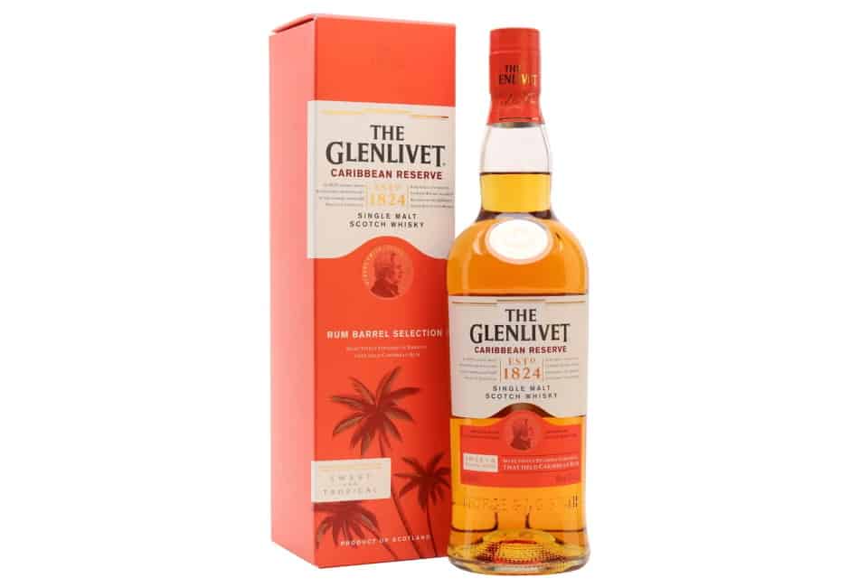 A bottle of Glenlivet Caribbean Reserve