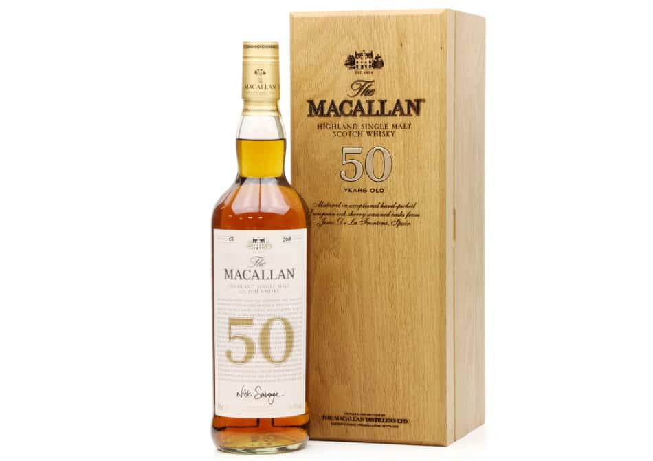 A bottle of Macallan 50 Year Old