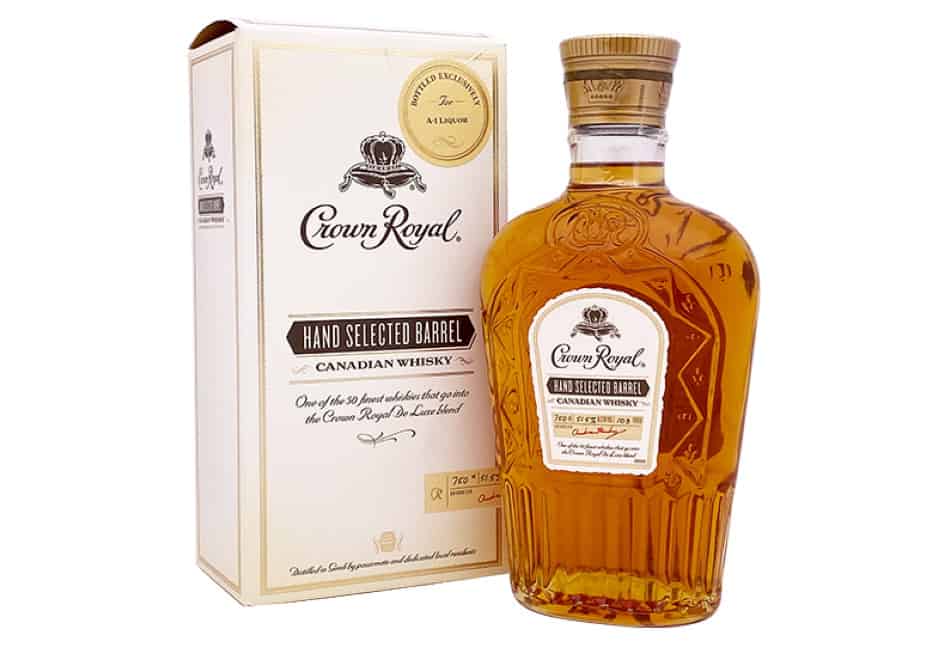 A bottle of Crown Royal Hand Selected Barrel