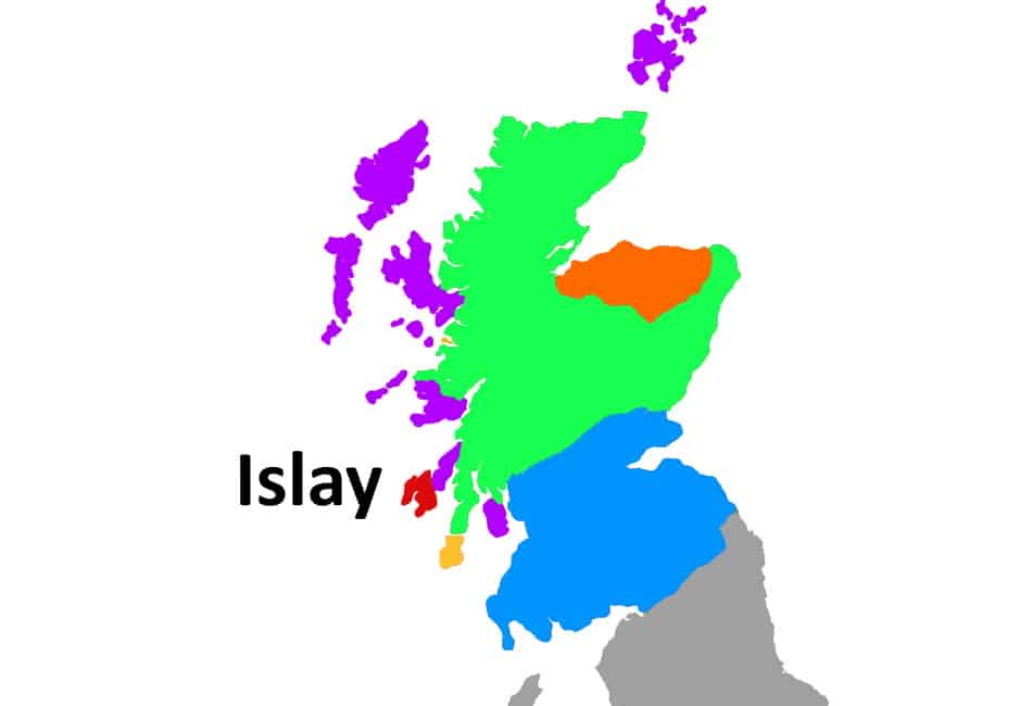 A map showing the Scotch whisky region of Islay