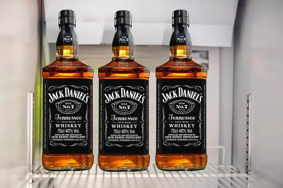 3 bottles of whiskey in the fridge