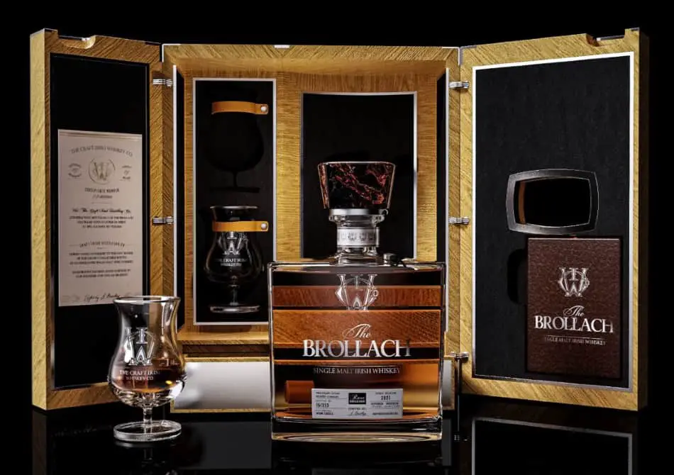 A bottle of Craft Irish Whiskey Company The Brollach with its box