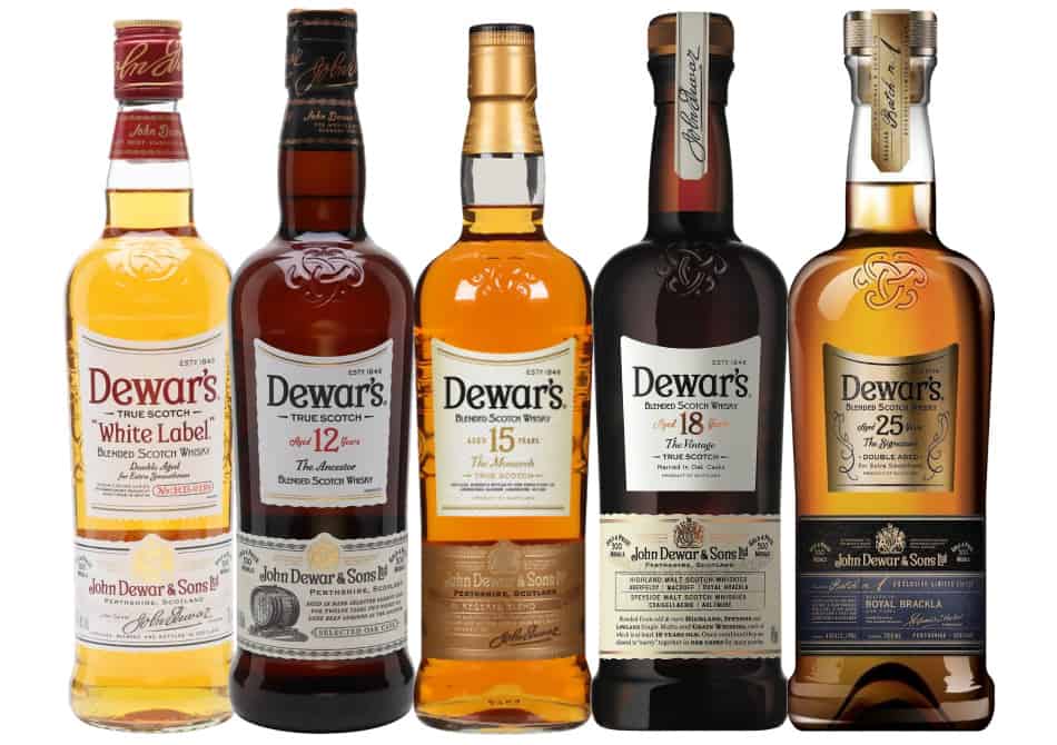 5 bottles of Dewar's