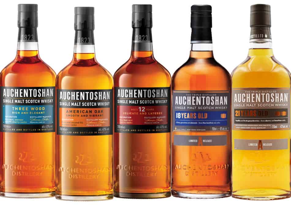 Some of the main Auchentoshan whiskies