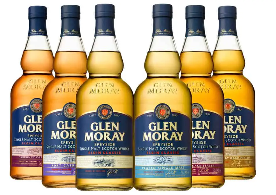 Some of the main Glen Moray whiskies