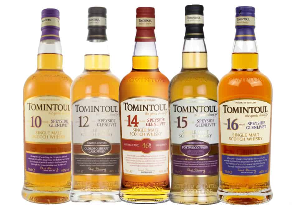 Some of the main Tomintoul whiskies